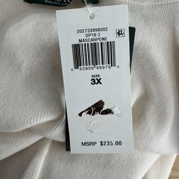Lauren Ralph Lauren Sweater Blazer 3X Crest Ivory Cream Cotton Nylon NWT CJ-2150 - Picture 10 of 13